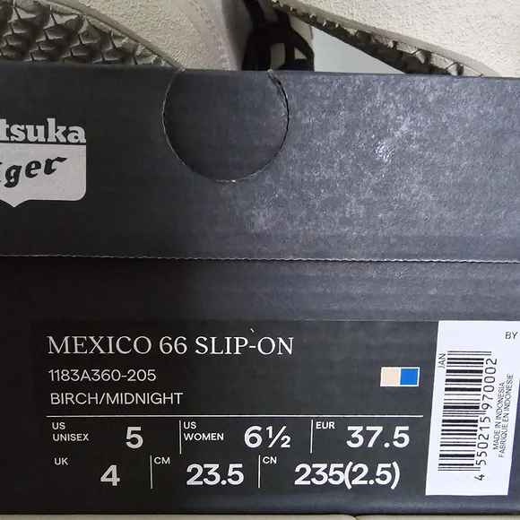 NWT Authentic Onitsuka Tiger Mexico 66 Slip-on Birch & Midnight Size 6.5 Women - Picture 8 of 9